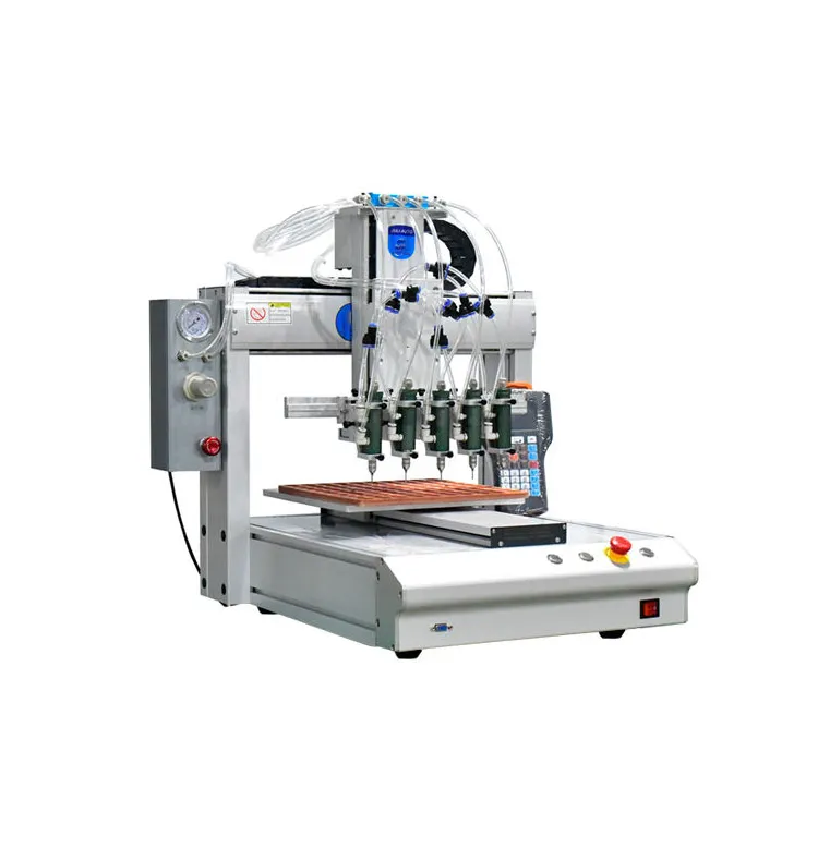 Benchtop 3 Axis Automatic Glue Dispenser Machine with 5 Heads,5L Pressure Barrel,Single-Station